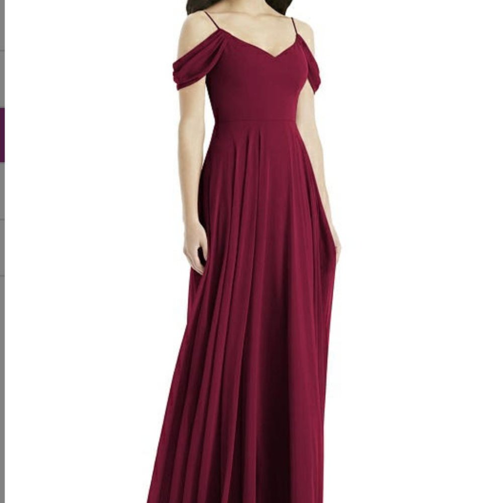 Dessy Group Chiffon Draped Off the shoulder Dress